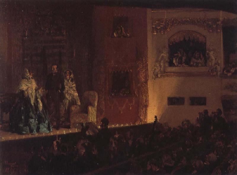Adolph von Menzel The Theatre du Gymnase Sweden oil painting art